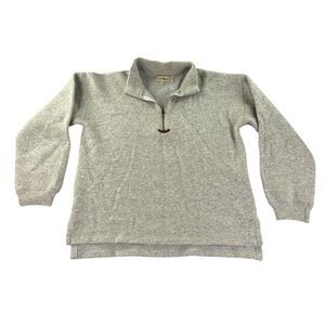 Vintage LL Bean Sweater Womens M‎ 1/4 Zip Oatmeal Wool Blend Made In Hungary
